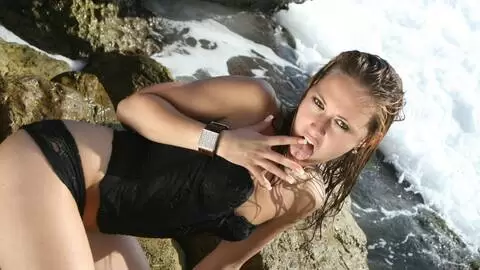 Sweet Young girl geting nude by the beach photo 6