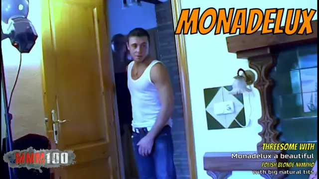 Threesome with Monadelux a beautiful Polish blonde nympho with big natural tits