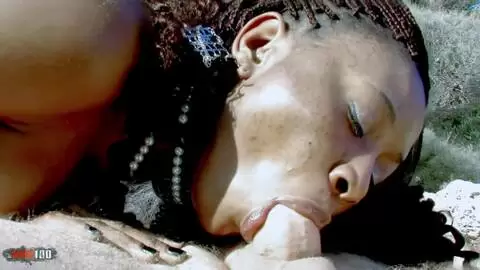 Fucking at the beach with a spectacular young black woman with an oiled body: Nancy Love photo 15