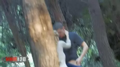 girl sucking her BF in the wood, shoot by a voyeur photo 7