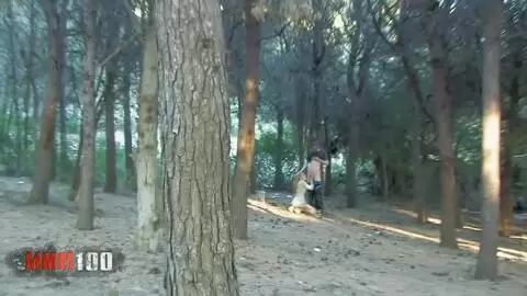 girl sucking her BF in the wood, shoot by a voyeur photo 10
