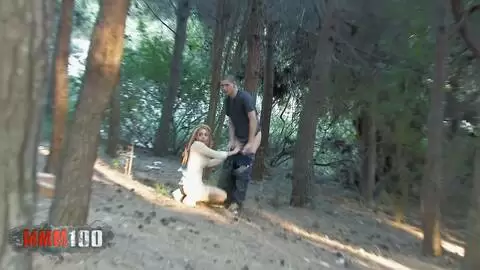 girl sucking her BF in the wood, shoot by a voyeur photo 16