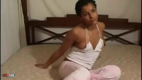 Lovely little ebony Nina Lisa dancing and stripping on the bed  photo 10