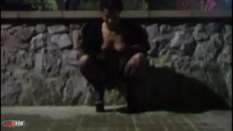 Lisa peeing outdoor in the night  photo 02