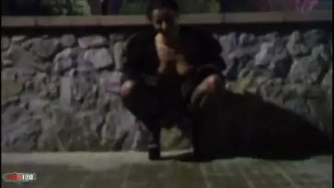 Lisa peeing outdoor in the night  photo 03