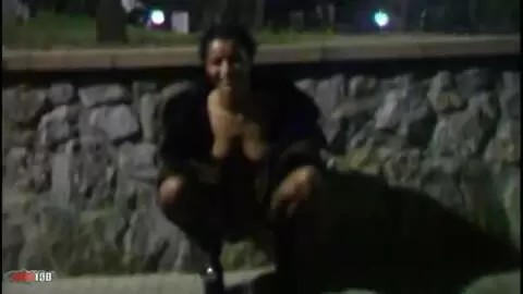 Lisa peeing outdoor in the night  photo 04