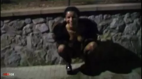 Lisa peeing outdoor in the night  photo 06