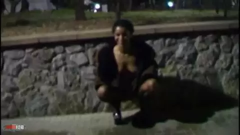 Lisa peeing outdoor in the night  photo 07