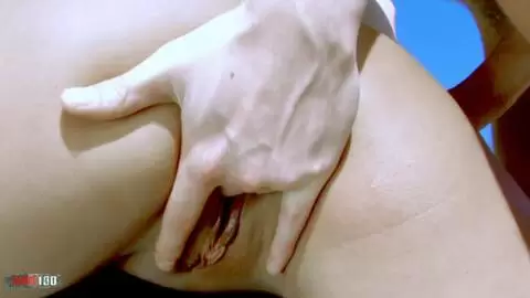 Beautiful little Tahitian girl Oldia Paris gets her wet pussy fucked on a Spanish beach photo 04