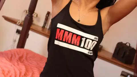 Nice petite arab brunette Oldia Paris dancing and stripping wearing MMM100 Tshirt  photo 1