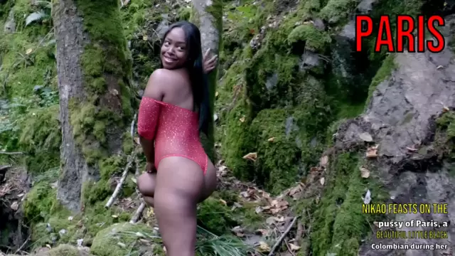 Nikao feasts on the pussy of Paris, a beautiful little black Colombian during her photoshoot 