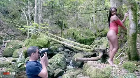 Nikao feasts on the pussy of Paris, a beautiful little black Colombian during her photoshoot  photo 01