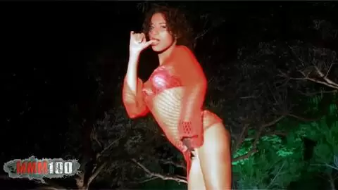 Night photo session with the beautiful French black Priska Farell photo 01