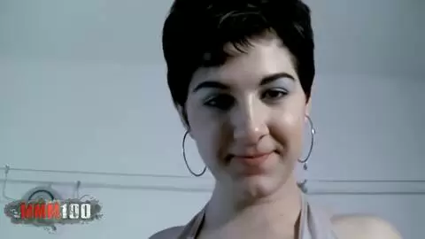 Horny brunette Sabrina doing a strip 