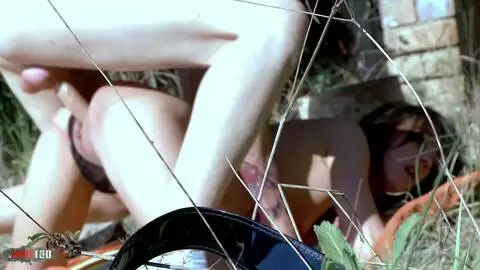 Kevin White fucks the ass and the pussy of the arab babe Samia Christal outdoors photo 05