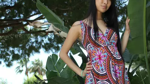 Pornostar oriental with big boobs Sharon Lee stripping  photo 1