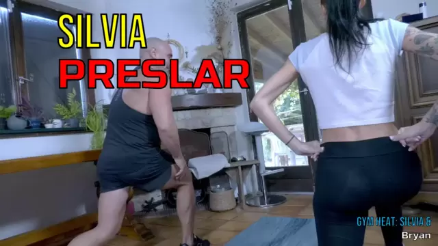 Gym Trainer Bryan Da Ferro Stretches Busty MILF Silvia Preslar in Sheer Leggings Before Pussy Pound