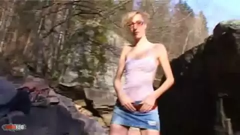 Gorgeous French blonde Starla Candy does a striptease by the water photo 03