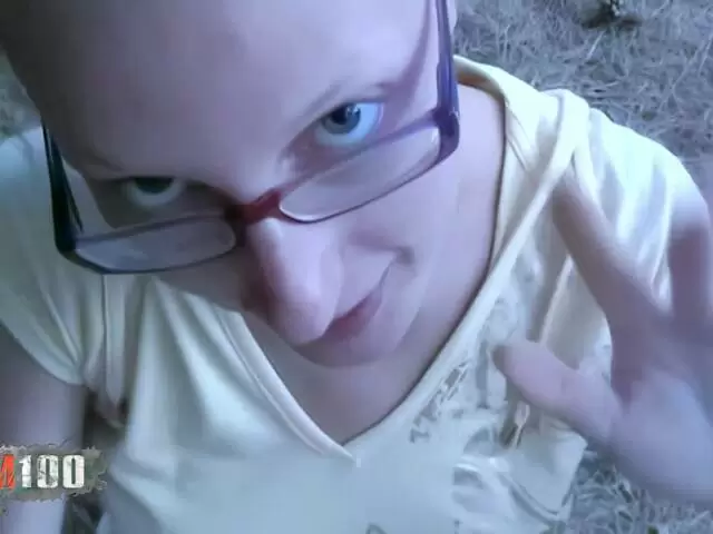 Beautiful French blonde Starla Candy pees in the woods then sucks Terry's cock photo 1