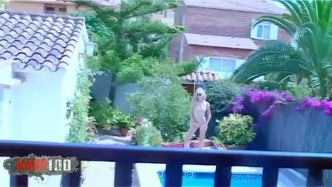 Hot french blonde Starla Candy spied at the pool