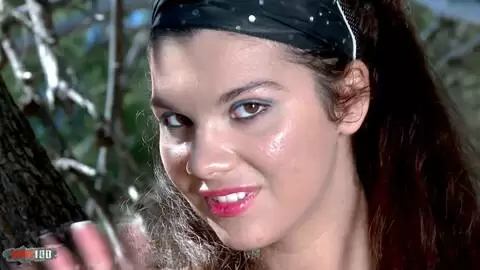 Great petite arab Stella Johanssen dancing and stripping in the woods  photo 16