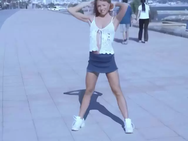 Nice petite Czech blonde Suzana flashing on a public street photo 4