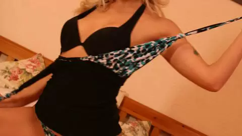 Nice blonde Sylvie Castro dancing and stripping in the bedroom  photo 6