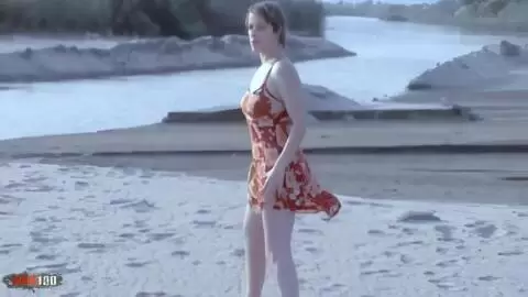 Sensational striptease of pretty blonde Tigra undressing by the sea and ends totally naked  photo 01