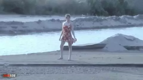 Sensational striptease of pretty blonde Tigra undressing by the sea and ends totally naked  photo 04