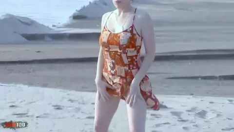 Sensational striptease of pretty blonde Tigra undressing by the sea and ends totally naked  photo 05