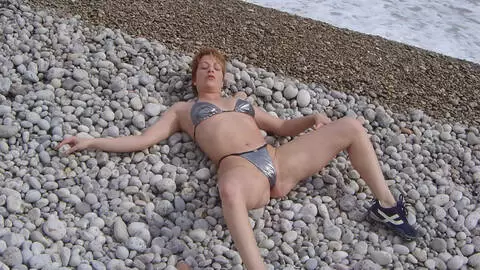 Nice blonde Tigra getting naked on the beach  photo 13