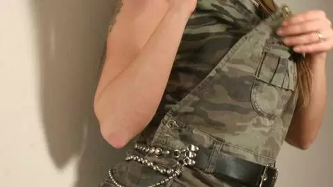 Hot mature blonde Tigra dancing and stripping in the stairs  photo 3