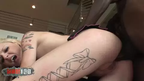 Petite blonde babe Faye Runaway get a huge black cock in her tight asshole photo 08