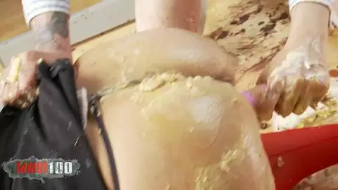 Eva May & Mai Bailey Two busty babes in food porn lesbian scene photo 09