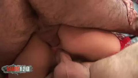 Deepthroat and double penetration in crazy threesome for small blonde photo 06