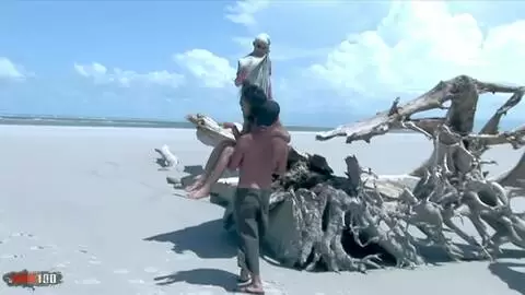 Druunia Diva's Hairy Latina Ass Gets Double Penetrated by Alain Deloin and Titof on Tropical Beach photo 02