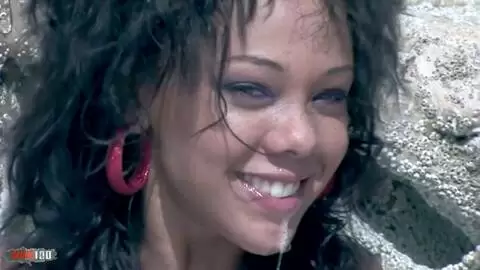 Druunia Diva's Hairy Latina Ass Gets Double Penetrated by Alain Deloin and Titof on Tropical Beach photo 16