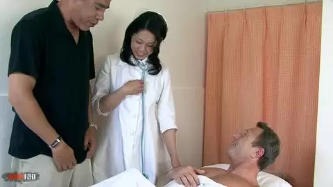 Hardcore double penetration for hot japanese nurse Fujiko Sakura photo 02