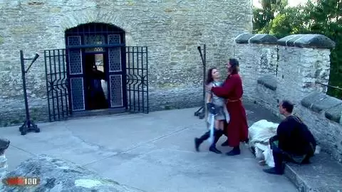 the beautiful Theodora Ferreri gets fucked at the castle by three knights photo 01