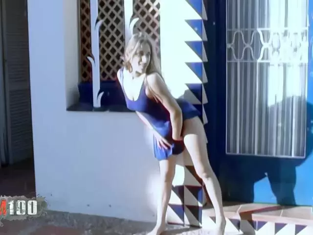 Horny blonde Val doing a strip  photo 1