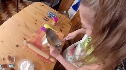 Hardcore fuck and pastry lesson with beautiful petite Spanish Venom Evil photo 02