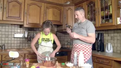 Hardcore fuck and pastry lesson with beautiful petite Spanish Venom Evil photo 03