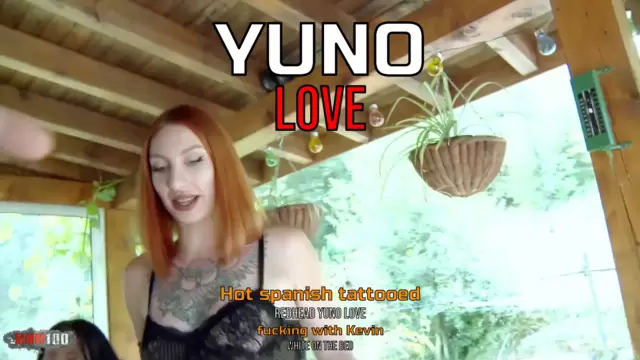 Hot spanish tattooed redhead Yuno Love fucking with Kevin White on the bed
